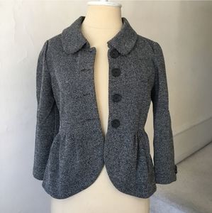 Cropped peplum tweed gray blazer jacket